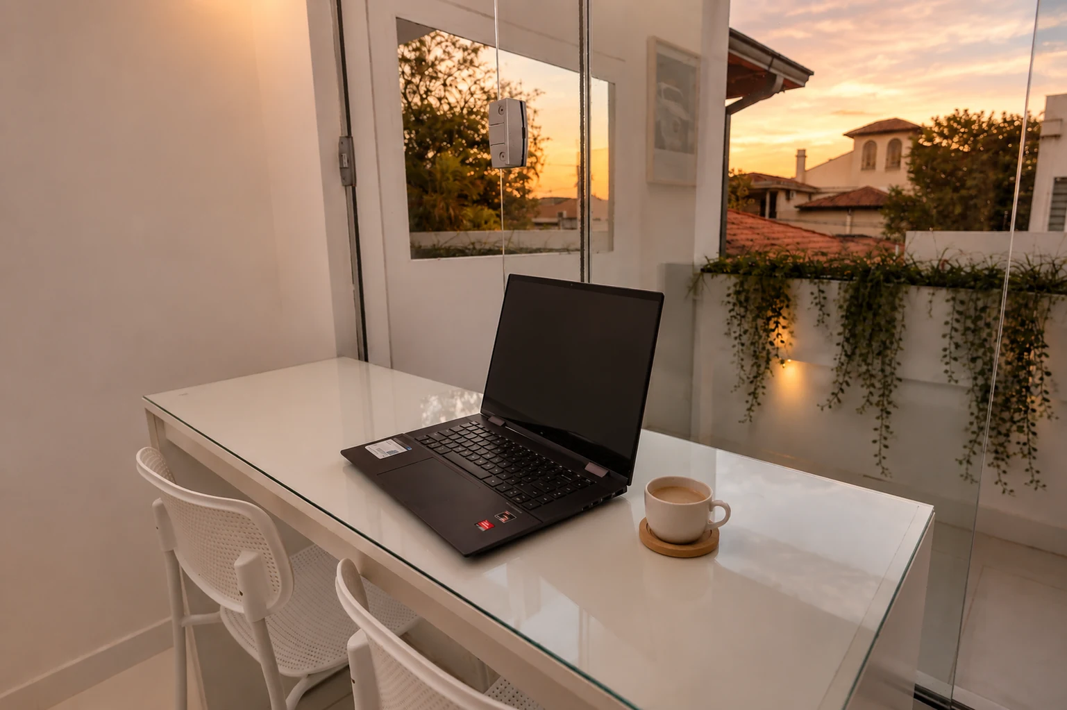 Mesa para trabajar al atardecer